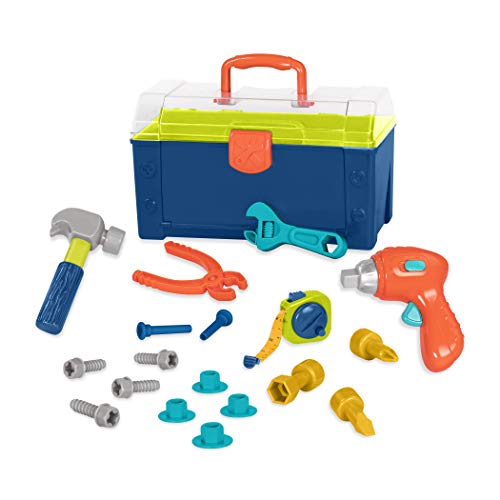 Battat - Battat Busy Builder Tool Box - Durable Kids Tool Set - Pretend Play Construction Tool Kit for Kids 3 years+ (20-Pcs)
