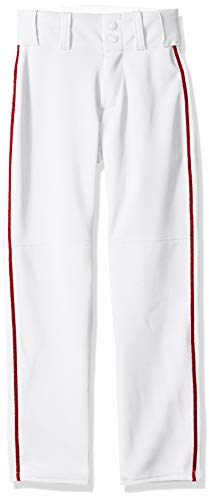 Alleson Ahtletic Men's Baseball Pants with Braid, 3X-Large, White/Scarlet
