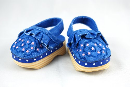 Unique Doll Clothing Blue Canvas Clogs for American Girl Dolls and Other 18 Inch Dolls