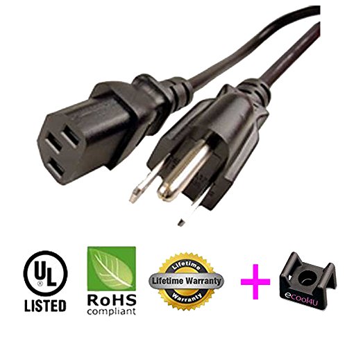 Ecool4U AC Power Cord Cable for Dynex DX-22L150A11 22' inch LCD HD TV Monitor - 12ft