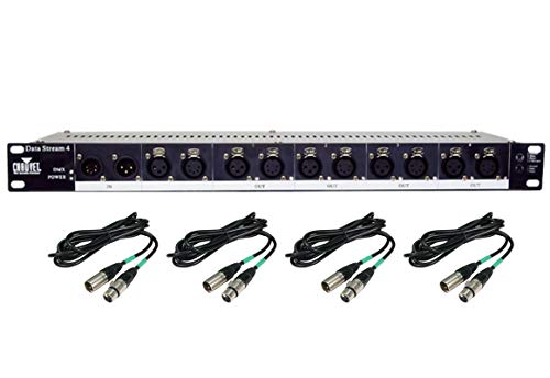 Chauvet DJ Data Stream 4 Universal 3 & 5 Pin DMX Optical Splitter w/ 25' Cables