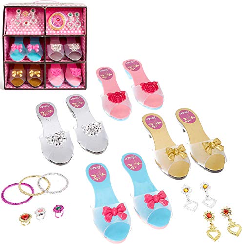 IQ Toys Super Star Girl Princess Dress up Shoes and Jewelry Set with 4 Pairs of Shoes and Rings, Bracelets, Earrings