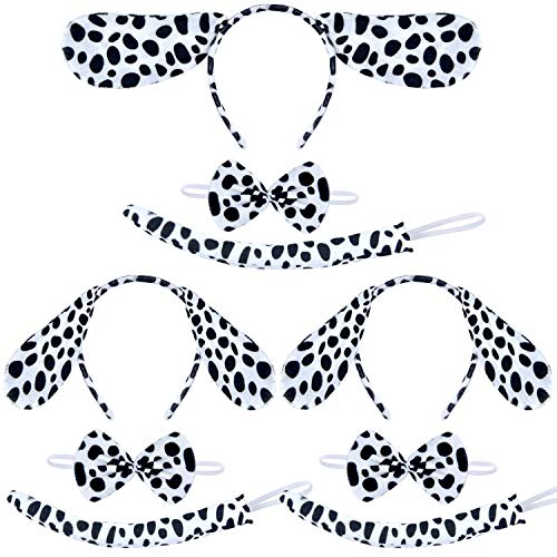 Coopay 9 Pieces Christmas Dalmatian Costume Set Dog Ears Headband Kit Include Dalmatian Ears Headbands Bow Tie and Dalmatian