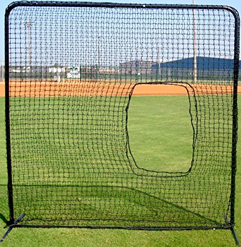 Cimarron Sports 7 x 7 Foot Underhand Softball Fast & Slow Pitch Protective Portable Pitching Screen Safety Netting Net and
