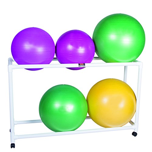 CanDo 30-1833 Inflatable Exercise Ball, Accessory, PVC Stationary Floor Rack, 2 Shelf, 62" x 20" x 42"