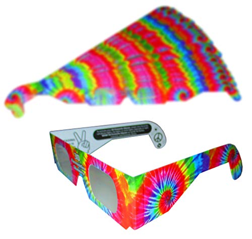 Rob's Super Happy Fun Store Fireworks Diffraction Glasses - 50 Paper Fireworks Diffraction Glasses (Trippy Tie-Dye Frames) +