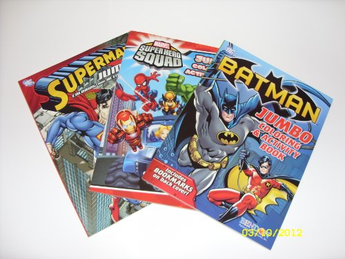 Bendon & Marvel Kids Batman, Superman and SuperHero Squad Coloring Book & Activity Bundle with a Bonus Pack of 24 Crayons