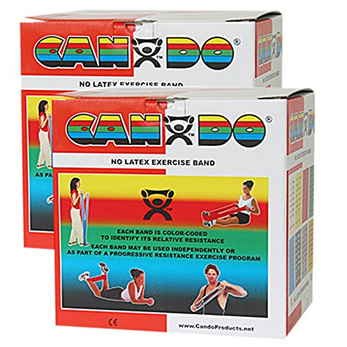 CanDo Twin-Pak Latex-Free Exercise Band, Red, 100 Yard