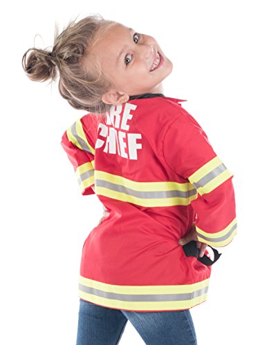 Born Toys Fireman Costume Coat Includes Badge and Firefighter Name TAG for Kids Role Play and Dress up Clothes
