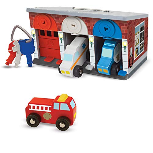 Melissa & Doug Lock and Roll Rescue Garage: Wooden Toy Play Set + 1 Scratch Art Mini-Pad Bundle (#04607)