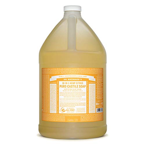 Dr. Bronner's - Pure-Castile Liquid Soap (Citrus, 1 Gallon) - Made with Organic Oils, 18-in-1 Uses: Face, Body, Hair,