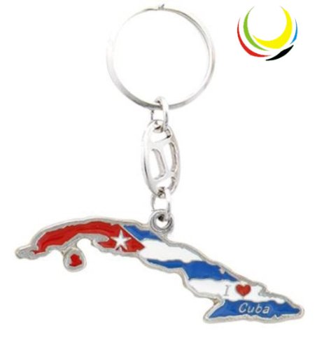 Flags and Souvenirs Keychain- Cuba MAP