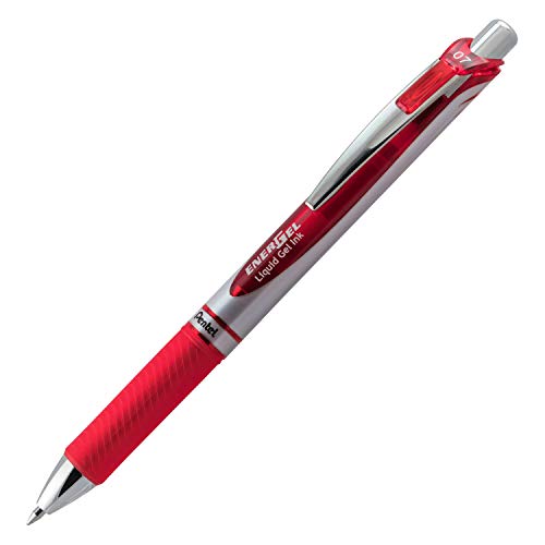 Pentel BL77-BO Energel XM Retractable Gel Pen with 0.7 mm Tip, 0.35 mm Line Width - Red, Pack of 12