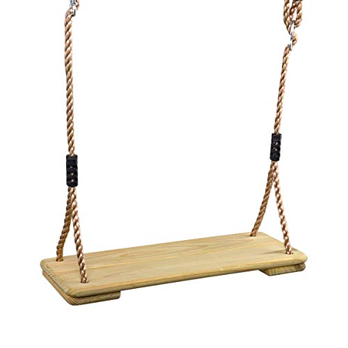 NOSTAFY Pine Wooden Nostalgic Hanging Swing Seat Outdoor Patio & Garden Playground Hammock - Height Adjustable