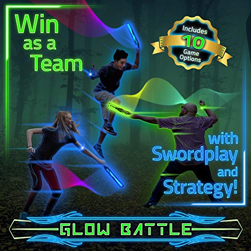 Starlux Games Glow Battle: A Light up Sword and Ninja Game - Glow-in-The-Dark, Outdoor Play for Kids and Teens - Nighttime
