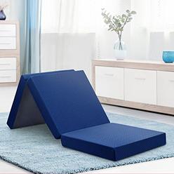 Olee Sleep 4 inch Tri-Folding Memory Foam Topper (Blue) Single