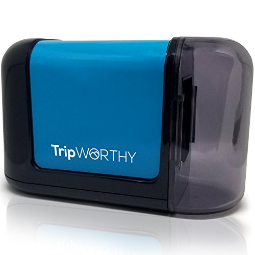 TripWorthy Electric Pencil Sharpener - Battery Operated (No Cord) - Ideal for No. 2 and Colored Pencils (Drawing, Coloring) - Small and