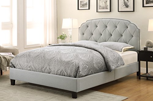 Right2Home Pulaski Tufted Traditional Soft Grey, 86.50" L x 66.00" W x 58.00" H Upholstered Queen Bed,