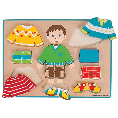 Bigjigs Toys Dressing Boy Puzzle - Wooden Dress-Up Jigsaw