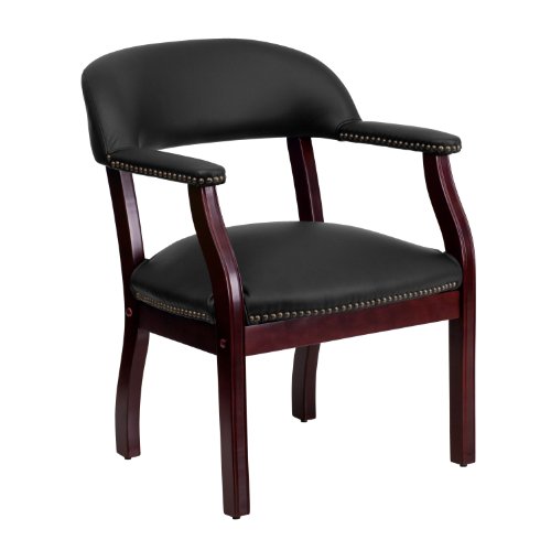 Flash Furniture Black Leather Conference Chair with Accent Nail Trim -