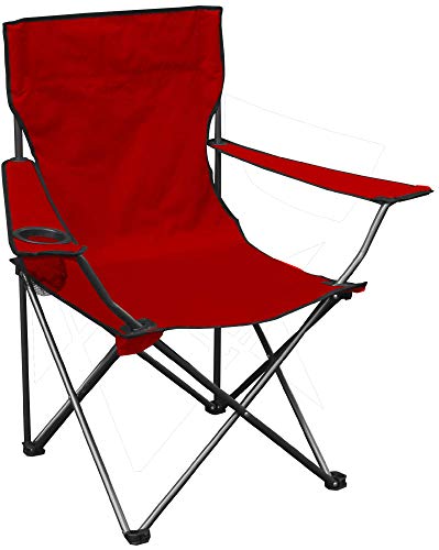 Quik Shade Quik Chair Portable Folding Chair with Arm Rest Cup Holder and Carrying and Storage Bag, Red
