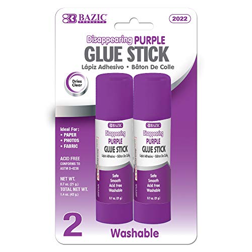 B BAZIC PRODUCTS BAZIC 21g/0.7 Oz. Large Washable Purple Glue Stick (2/Pack)