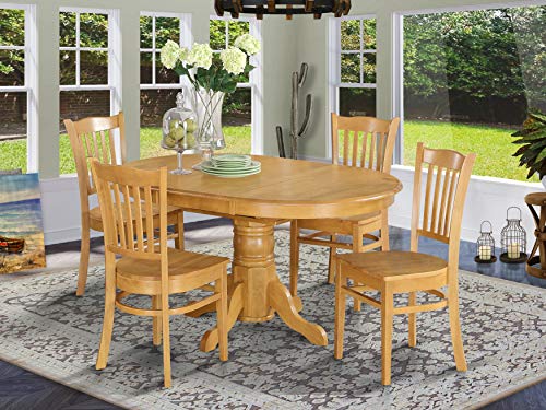 East West Furniture 5 Pc Dining room set for 4- Table with Leaf and 4 Dining Chairs.