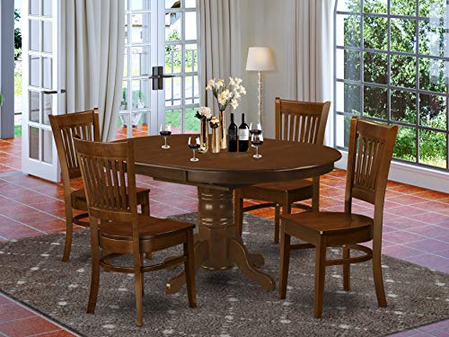East West Furniture 5 Pc set Kenley Dining Table with a Leaf and 4 Wood Kitchen Chairs
