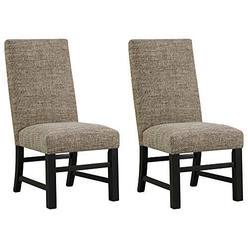 Signature Design by Ashley Ashley Furniture Signature Design - Sommerford Dining Side Chair - Set of 2 - Casual - Brown Upholstery - Black Wood Frame