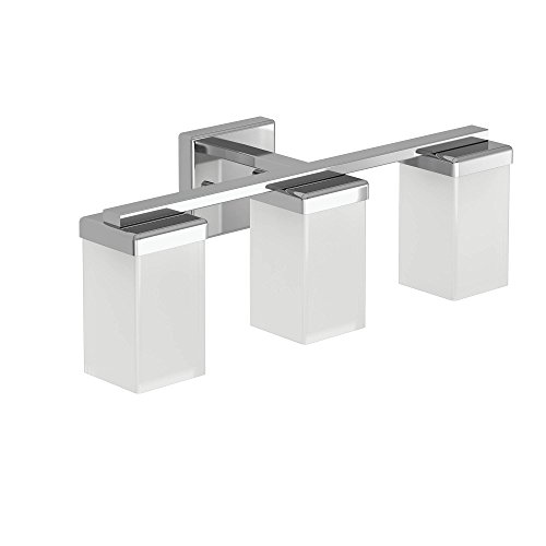 Moen YB8863CH 90 Degree 3-Light Dual-Mount Bath Bathroom Vanity Fixture with Frosted Glass, Chrome
