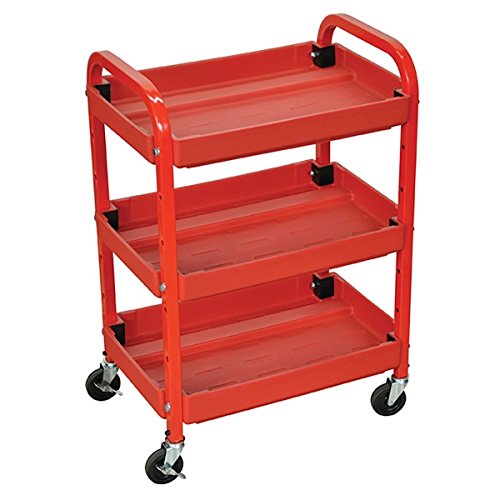 Luxor Compact Adjustable Height 3 Shelves Utility Cart - Red