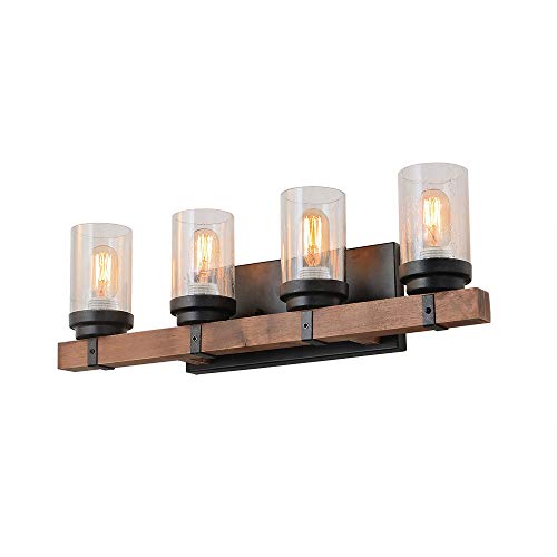 Anmytek Metal Wall Sconce Lighting with Bubble Glass Shade Oil Black Finished Vintage Industrial Wall Lamp Rustic Wall