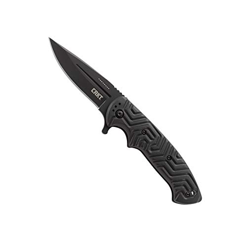 Columbia River Knife & Tool (CRKT) CRKT Acquisition Folding Pocket Knife: Compact Survival Knife, Black Blade, Flipper Open, Liner Lock, Handle Designed for