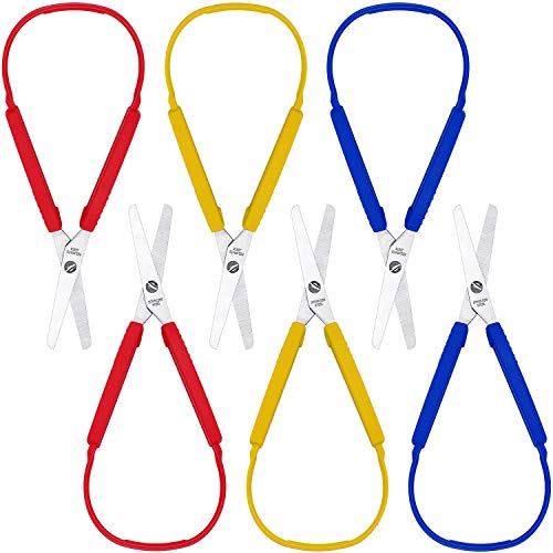 Mudder Loop Scissors Colorful Grip Scissors Loop Handle Self-Opening Scissors  Adaptive Cutting Scissors for Children and Adults