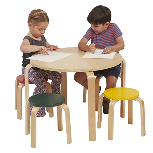 ECR4Kids Bentwood Table and Stool Set for Kids, Assorted