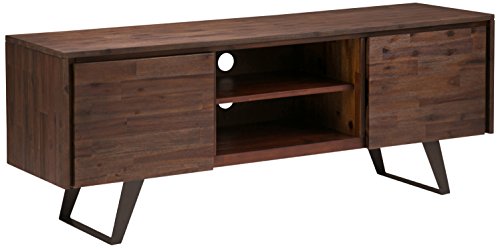 Simpli Home Lowry SOLID WOOD Universal Low TV Media Stand, 63 inch Wide, Modern Industrial, Storage Shelves and Cabinets, for