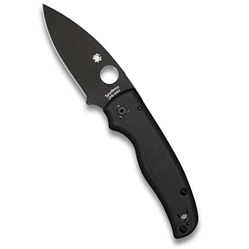 Spyderco Shaman Folding Knife - Black G-10 Handle with PlainEdge, Full-Flat Grind, CPM S30V Steel Black Blade and Compression