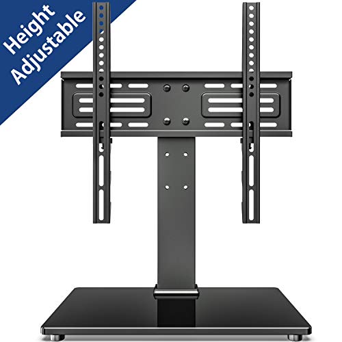 FITUEYES Universal TV Stand Table Top TV Stand for 27-55 inch LCD LED TVs 6 Level Height Adjustable TV Base with Tempered