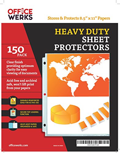 Officewerks BLK2B1L Heavy Duty Clear Sheet Protectors, 8.5 x 11