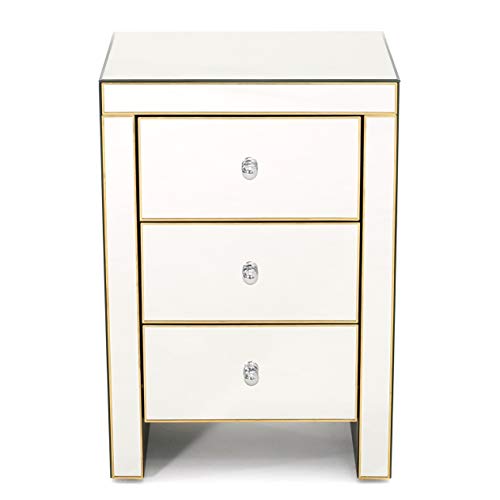 Christopher Knight Home Lenorr Mirrored 3-Drawer Side Table, Mirror / Gold