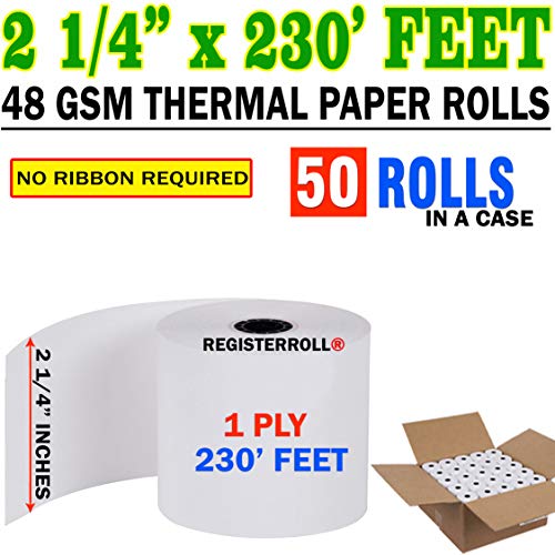  RegisterRoll âœ… RegisterRoll 2 1/4 x 230 thermal paper 50 rolls 1-ply thermal paper 50 rolls bpa free cash register tape