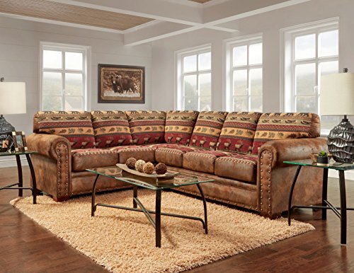 American Furniture Classics Model Two Piece Sofa sectional brown pinto