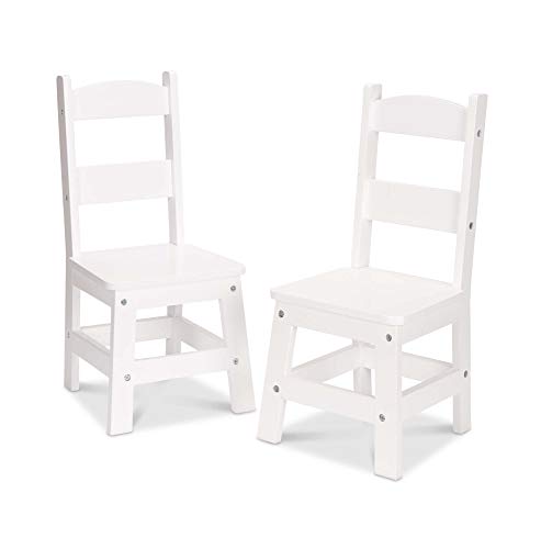 Melissa & Doug Solid Wood Chairs, Chairs for Kids, White-Finish Furniture for a Playroom (Durable Construction, Set of 2,
