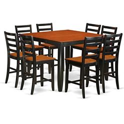 East West Furniture 9 Pc pub Table set- Square Counter height Table and 8 Dining Chairs