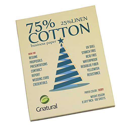 DQMLDTC Neutral 75% Cotton 25% Linen Paper,85gsm Inkjet Laser