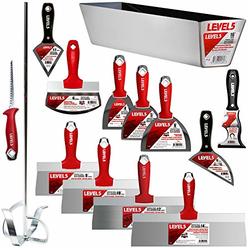 Level5 Deluxe Drywall Hand Tool Set, Stainless Steel - LEVEL5 | Pro-Grade | Taping Finishing Tool Blades, Knives, Pan, Mixer, Saw |