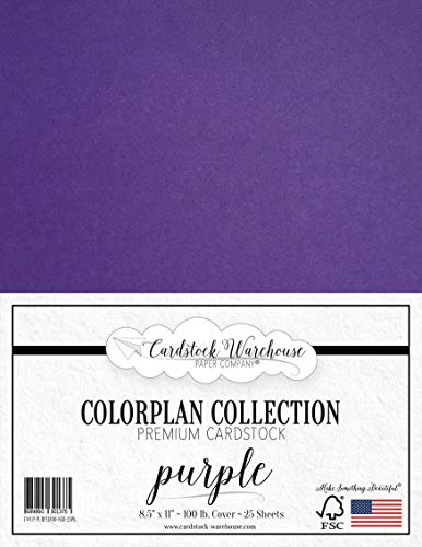 Cardstock Warehouse Paper Company Purple Cardstock Paper - 8.5 x 11 inch  Premium 100 lb. Cover - 25 Sheets from Cardstock Warehouse