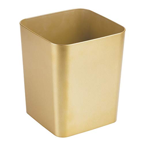 mDesign Square Shatter-Resistant Plastic Small Trash Can Wastebasket, Garbage Container Bin for Bathrooms, Powder Rooms,