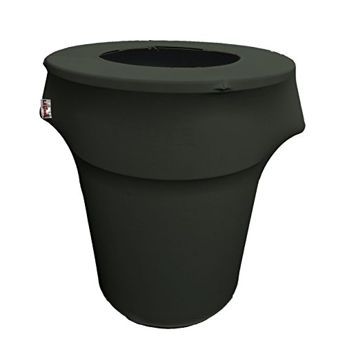 LA Linen Stretch Spandex Trash Can Cover 55-Gallon Round,Black
