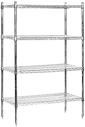 Salsbury Industries Stationary Wire Shelving Unit, 36-Inch Wide by 63-Inch High by 18-Inch Deep, Chrome